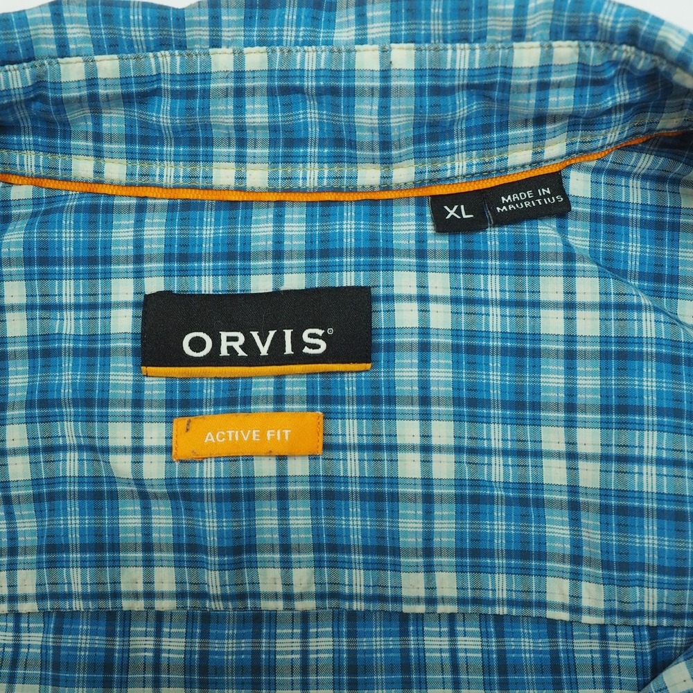 Orvis River Bend Fishing Button Down Shirt Mens Sz XL Blue Plaid Outdoor Hiking - Picture 4 of 4